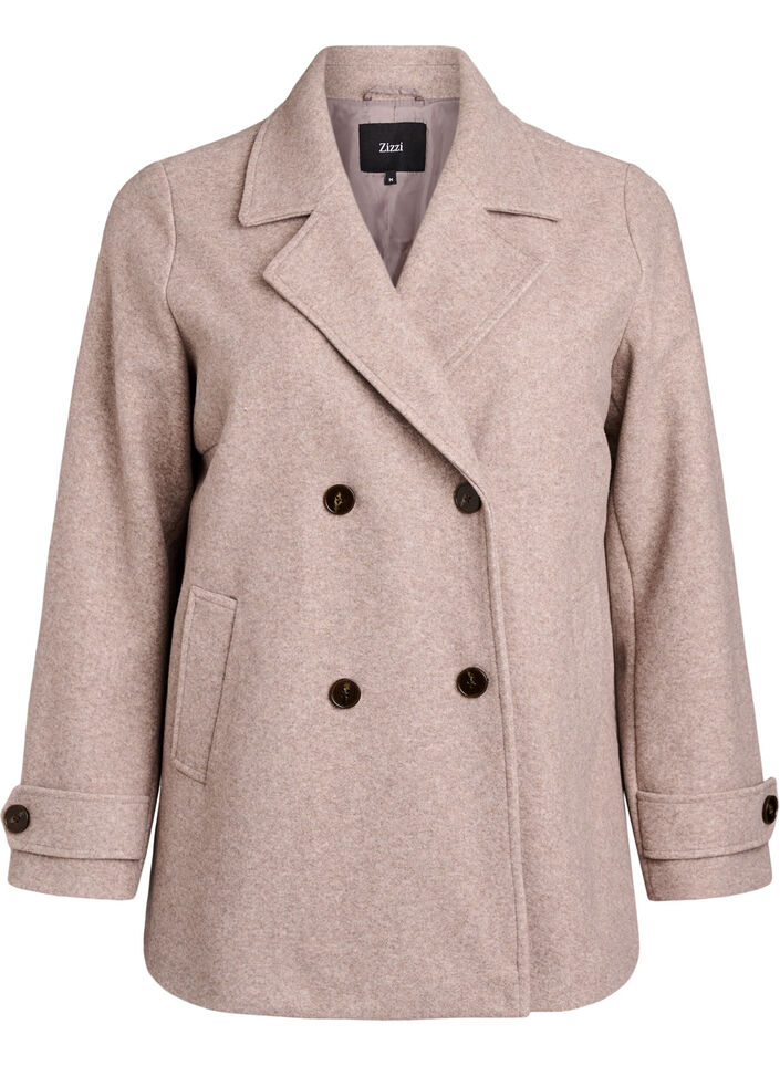 Manteau court à boutonnage croisé, Beige, Packshot image number 0