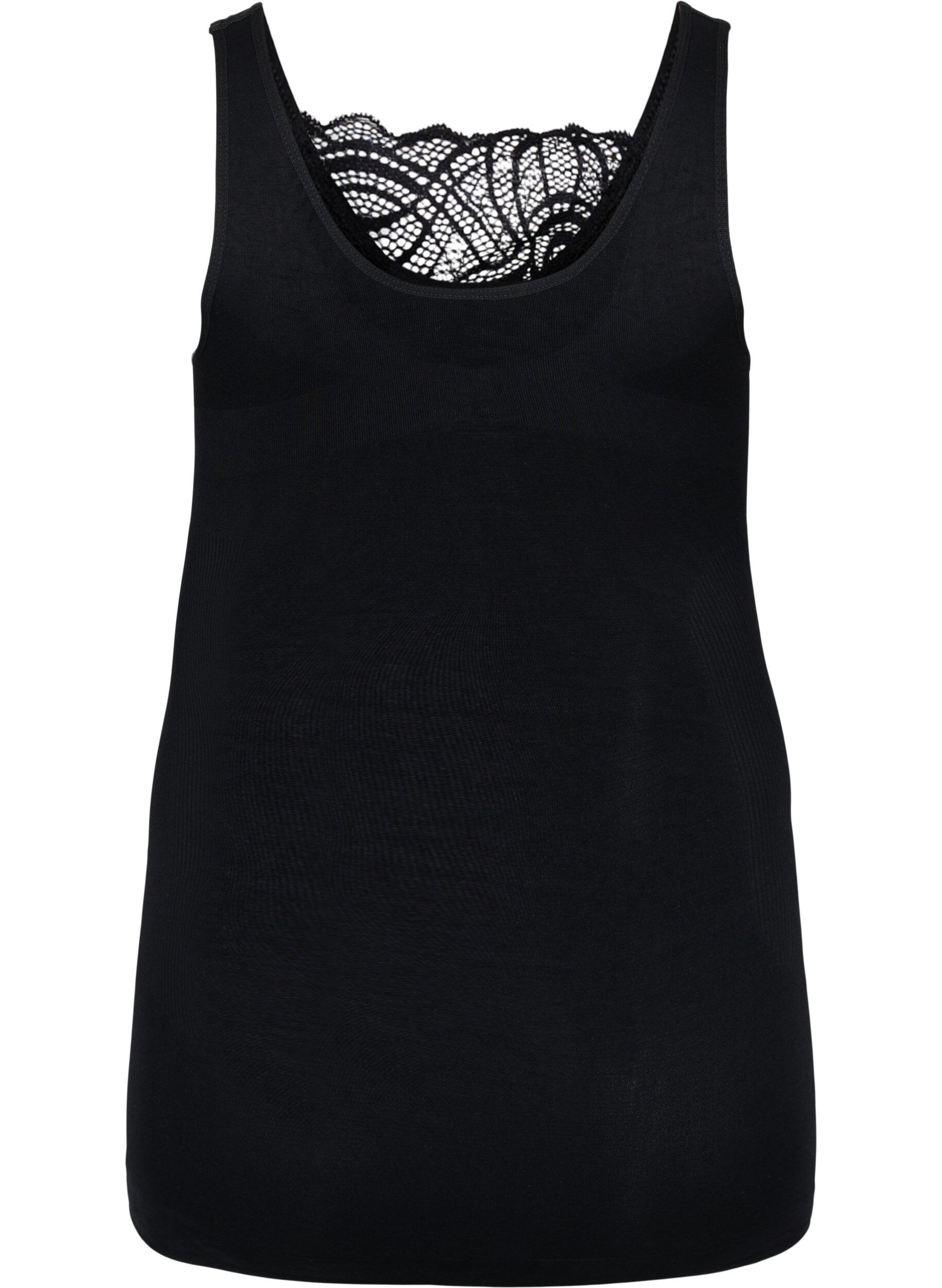 Zizzi Top gainant avec d&eacute;tail en dentelle, Black, Packshot image number 1