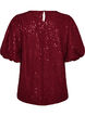 Blouse &agrave; sequins avec manches ballon, Bordeaux, Packshot image number 1