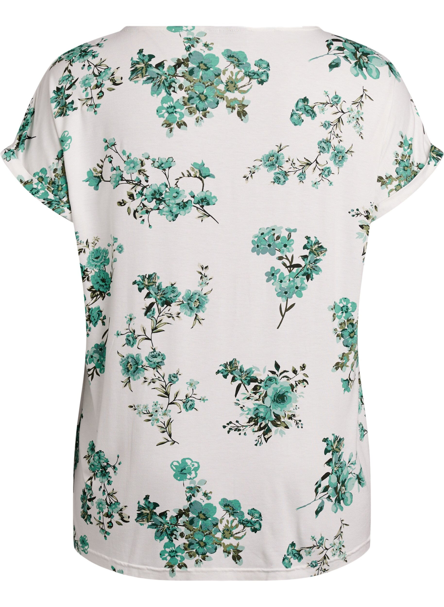 Zizzi T-shirt avec imprim&eacute; floral, Blanc, Packshot image number 1
