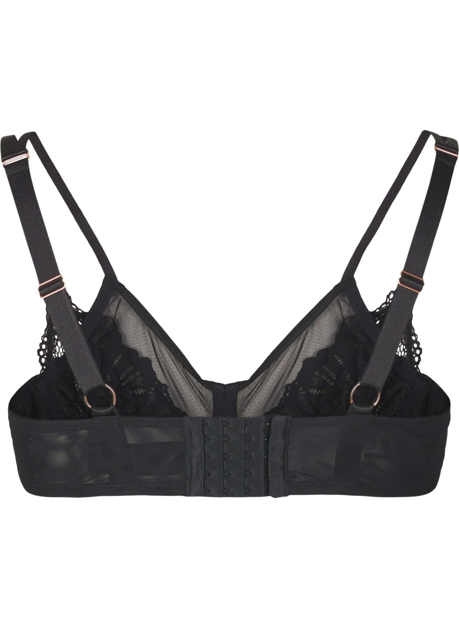 Zizzi Soutien-gorge couvrant avec dentelle et maille, Black, Packshot image number 1