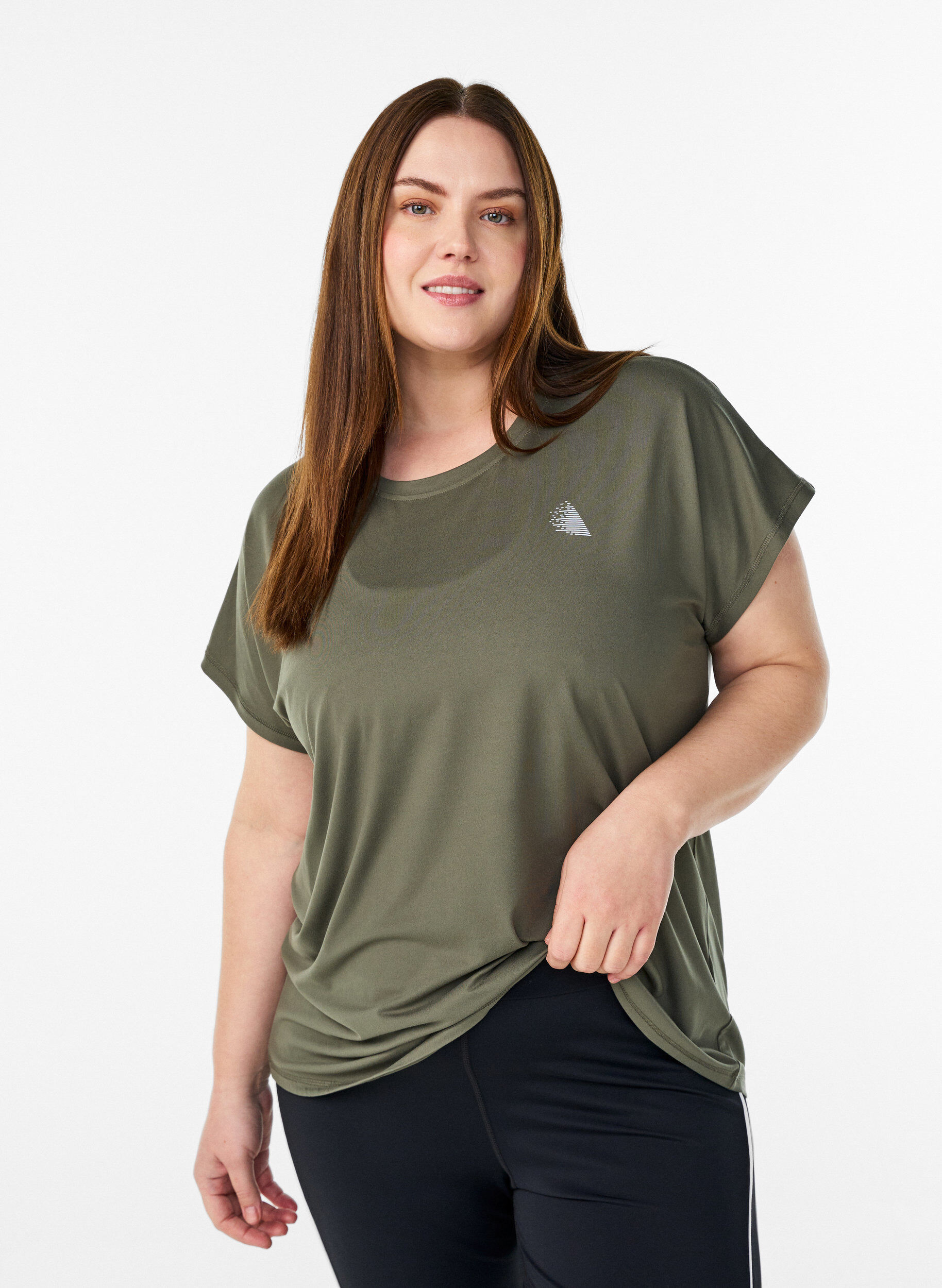 T-shirt de sport couleur unie, Vert, Model