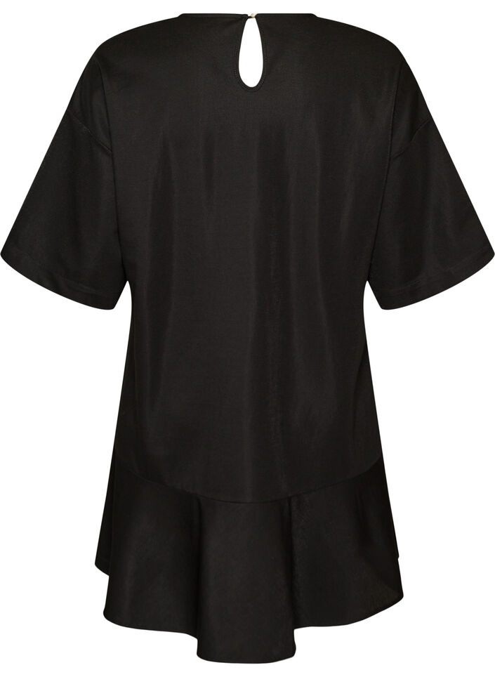 Robe courte ample avec ourlet &agrave; volants, Noir, Packshot image number 1