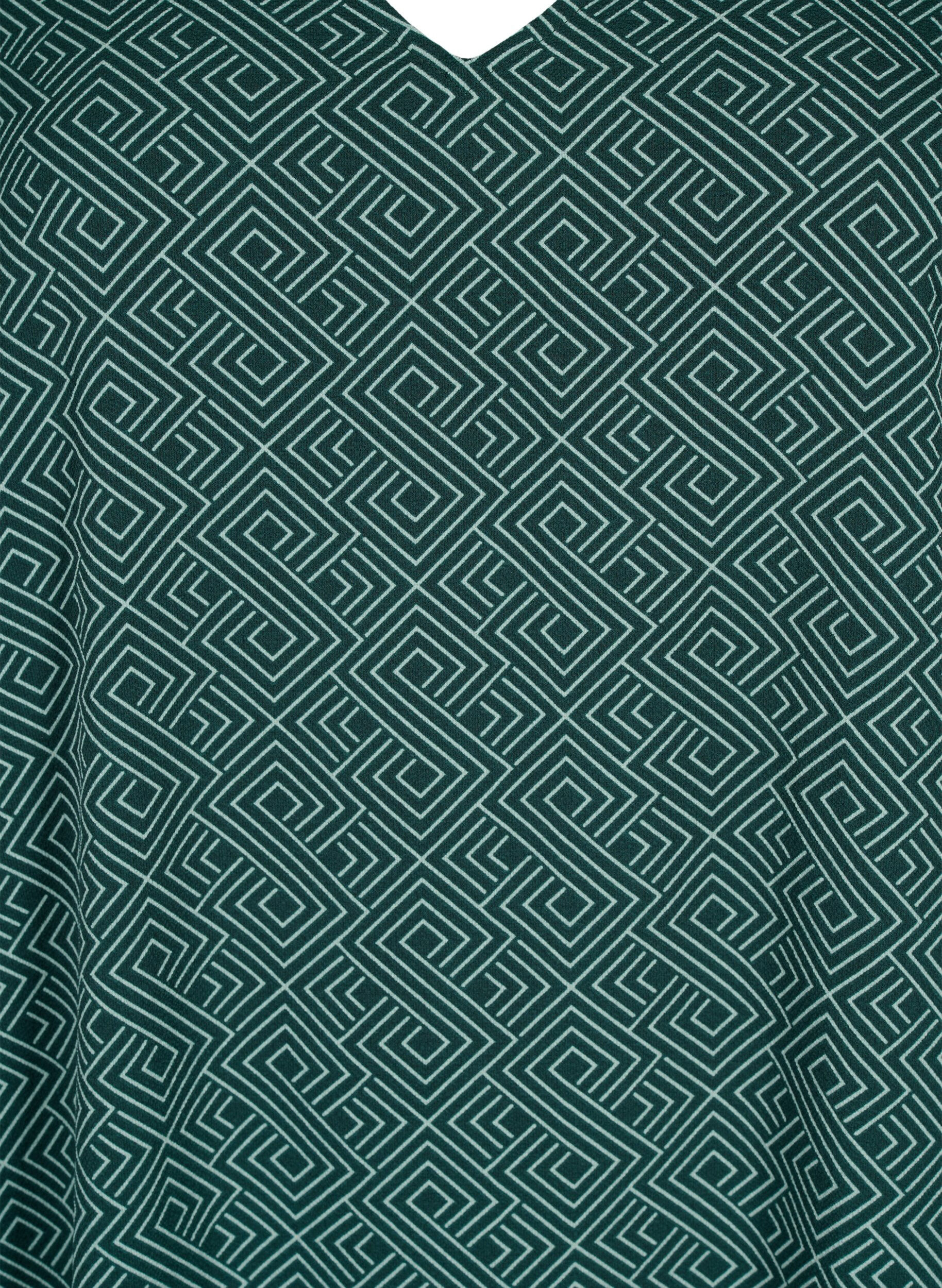 Zizzi Robe &agrave; col en V avec imprim&eacute;, Scarab Graphic AOP, Packshot image number 2