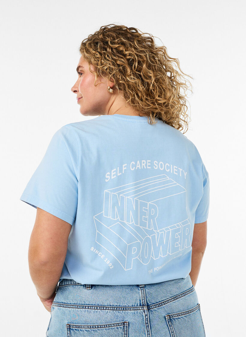 T-shirt graphique en coton bio, Bleu Clair, Model image number 0
