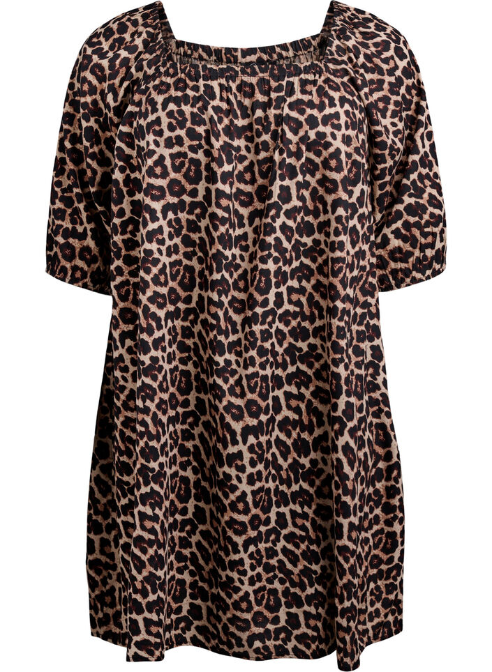 Robe de plage en viscose avec un imprim&eacute;, Beige, Packshot image number 0