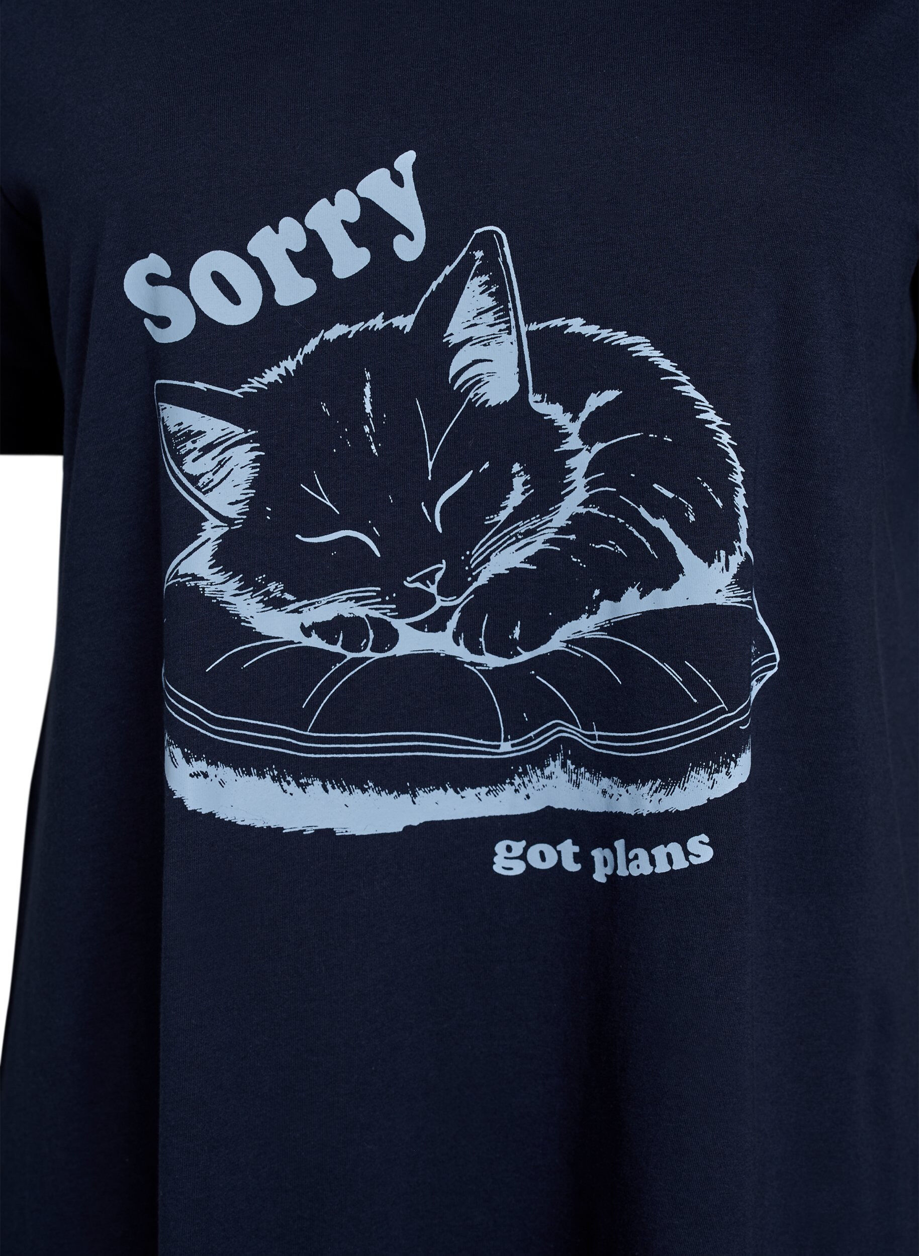 Zizzi Chemise de nuit &agrave; manches courtes en coton biologique, Bleu, Packshot image number 2