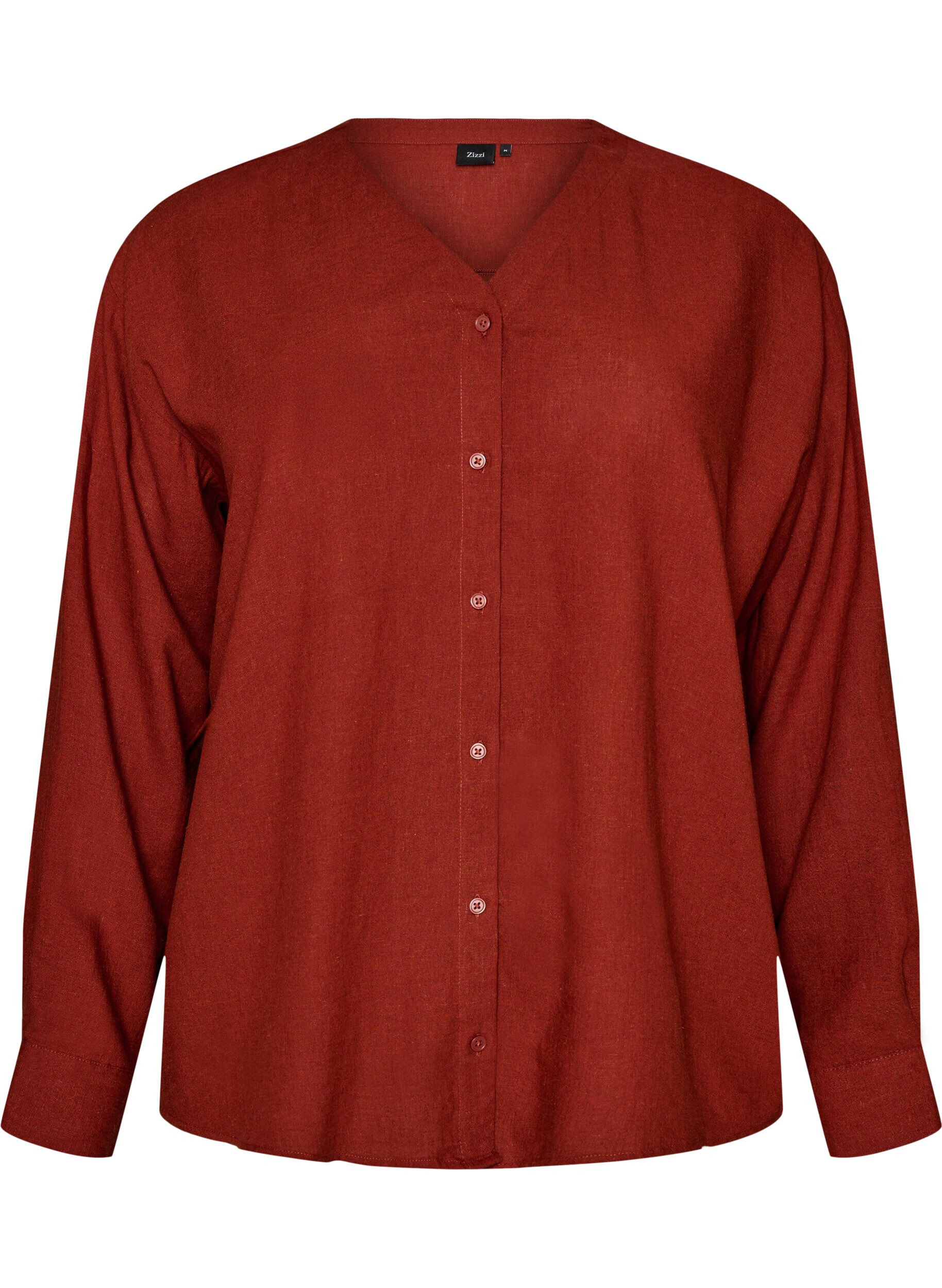 Blouse en lin et viscose avec col en V