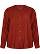 Blouse en lin et viscose avec col en V, Bordeaux, Packshot image number 0