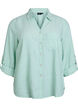 Chemise en lin et viscose avec manches 3/4, Vert clair, Packshot image number 0