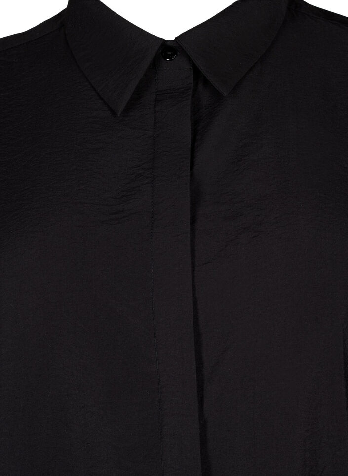Chemise longue en viscose à manches courtes, Black, Packshot image number 2