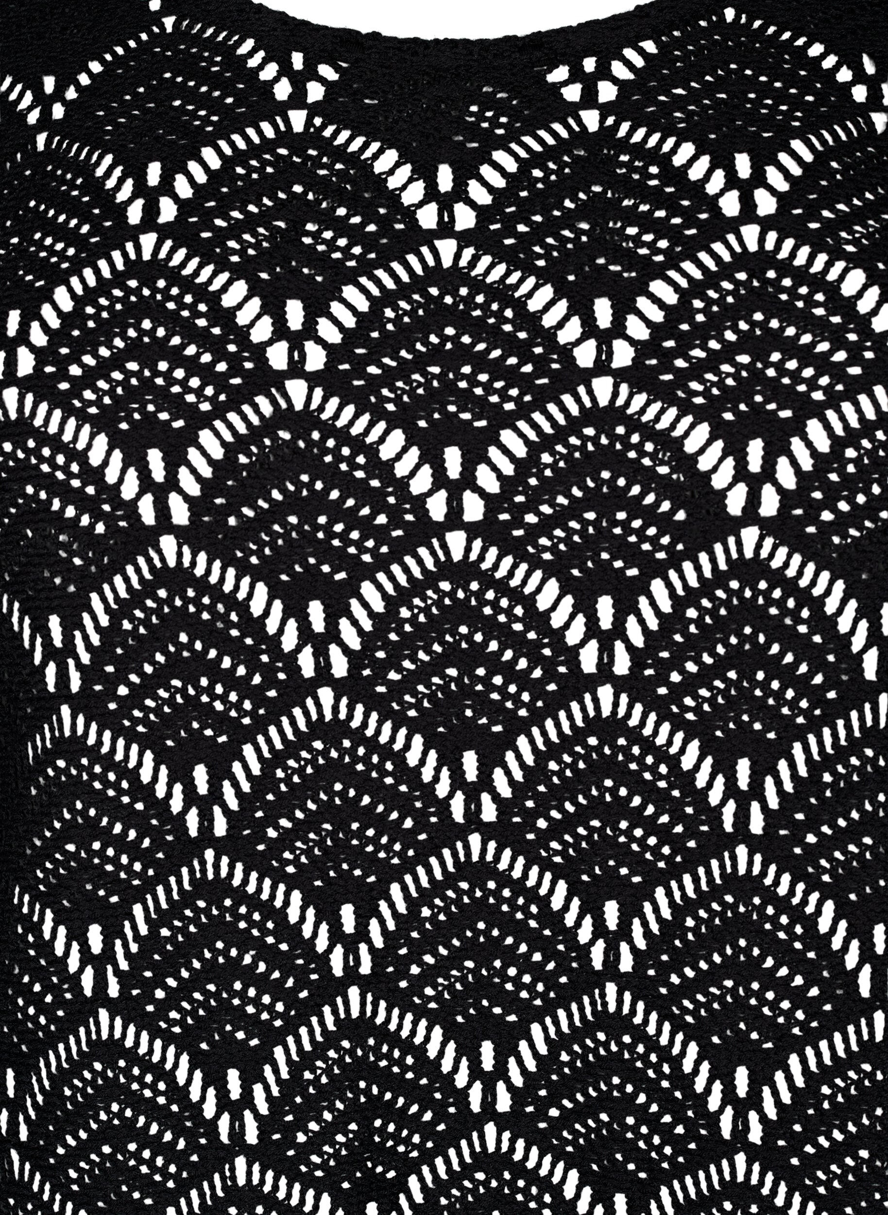 Zizzi Chemisier en crochet &agrave; manches 3/4, Black, Packshot image number 2