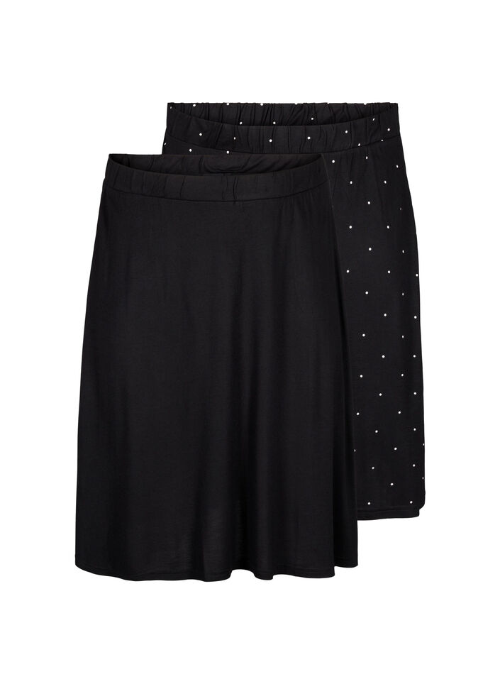 Jupe en viscose 2-pack, Charbon, Packshot image number 0