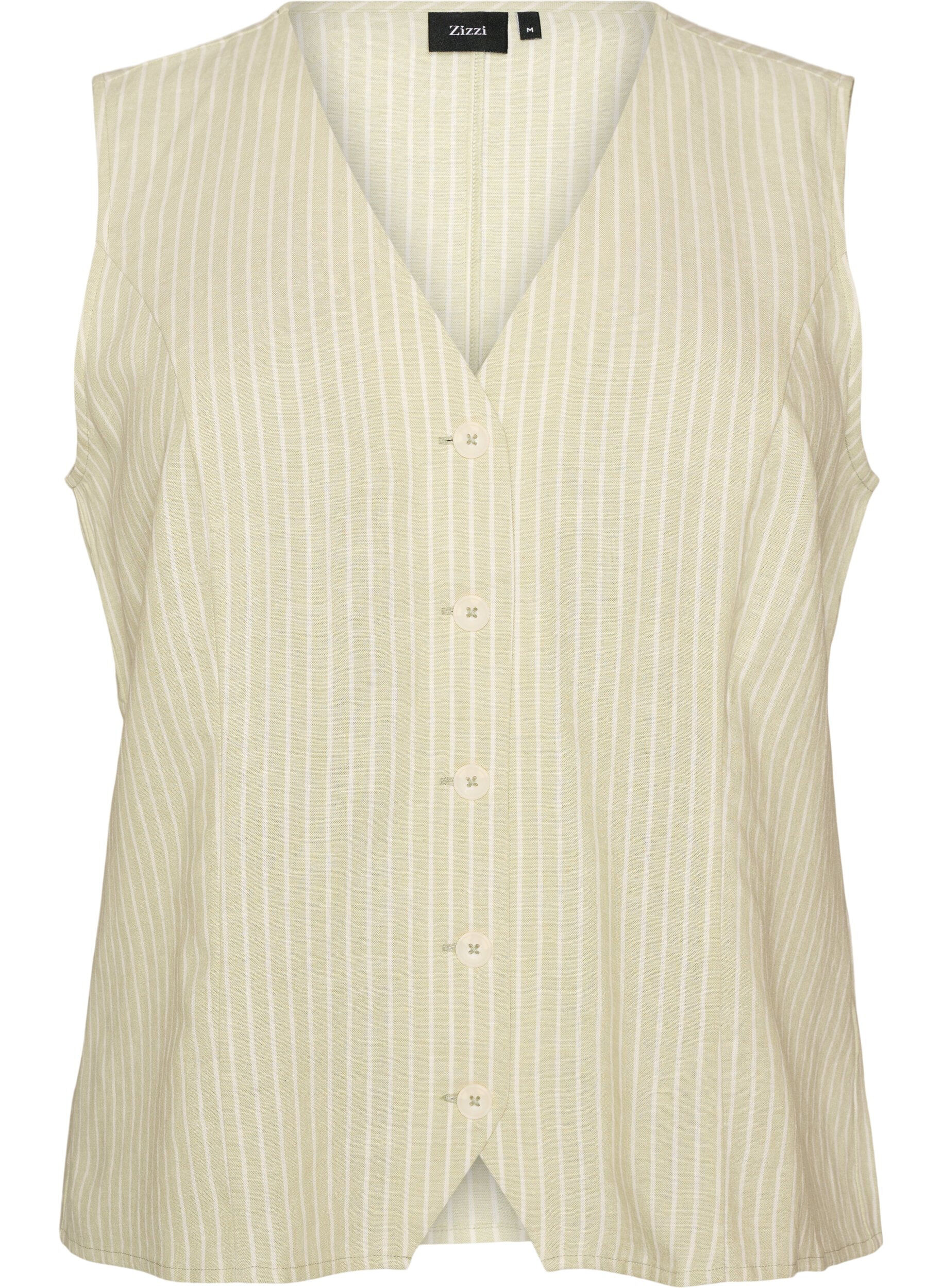 Gilet ray&eacute; en lin et viscose