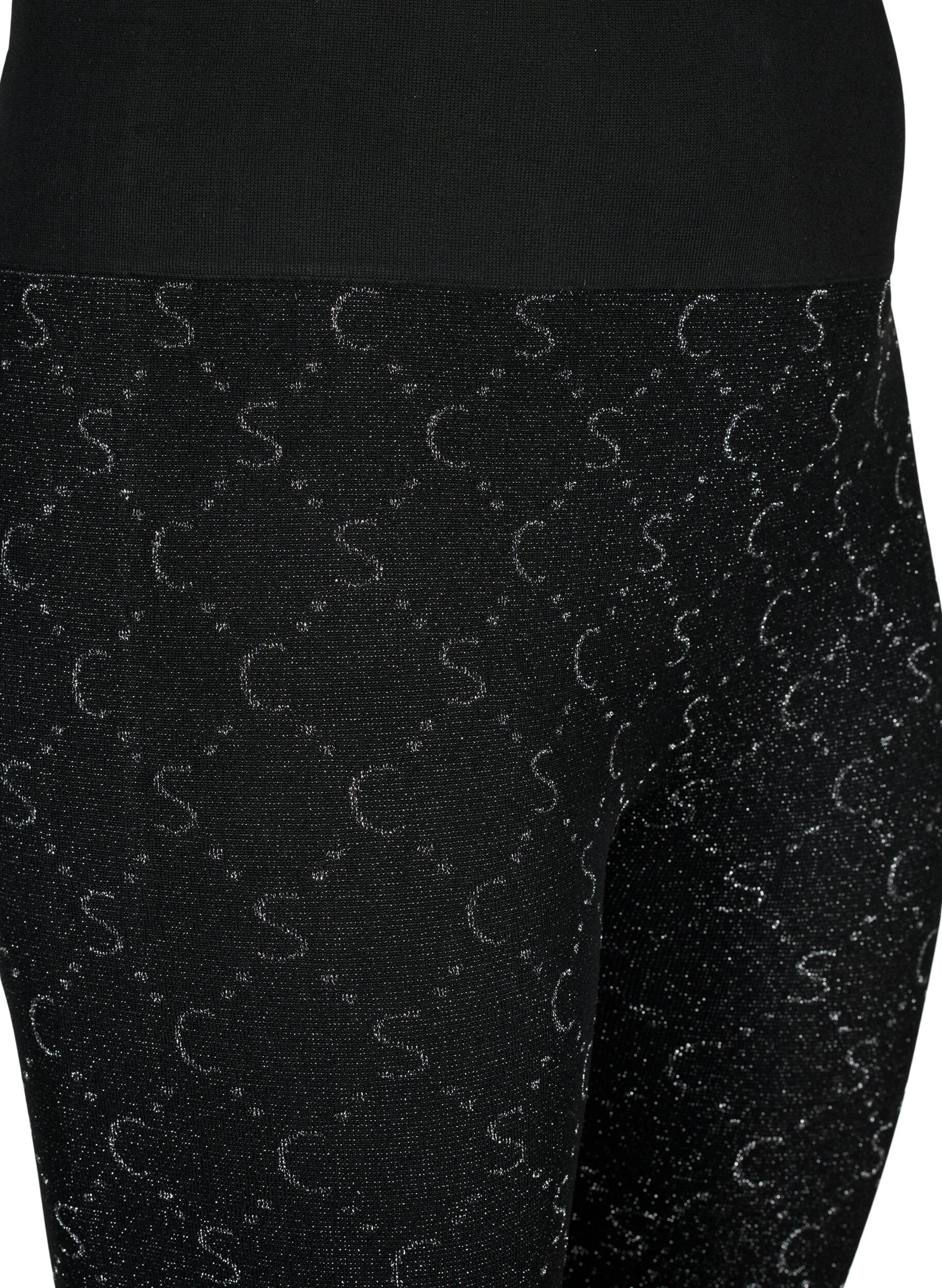 Zizzi Leggings sans couture avec motif argent&eacute;, Black, Packshot image number 2