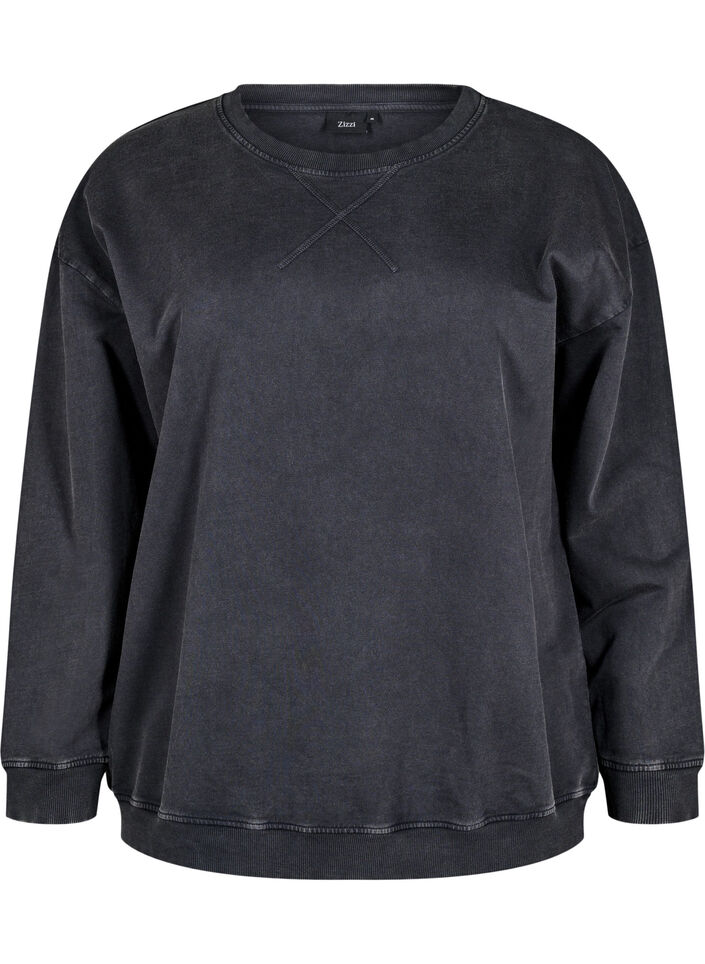 Sweat-shirt ample &agrave; l'aspect d&eacute;lav&eacute;, Gris, Packshot image number 0
