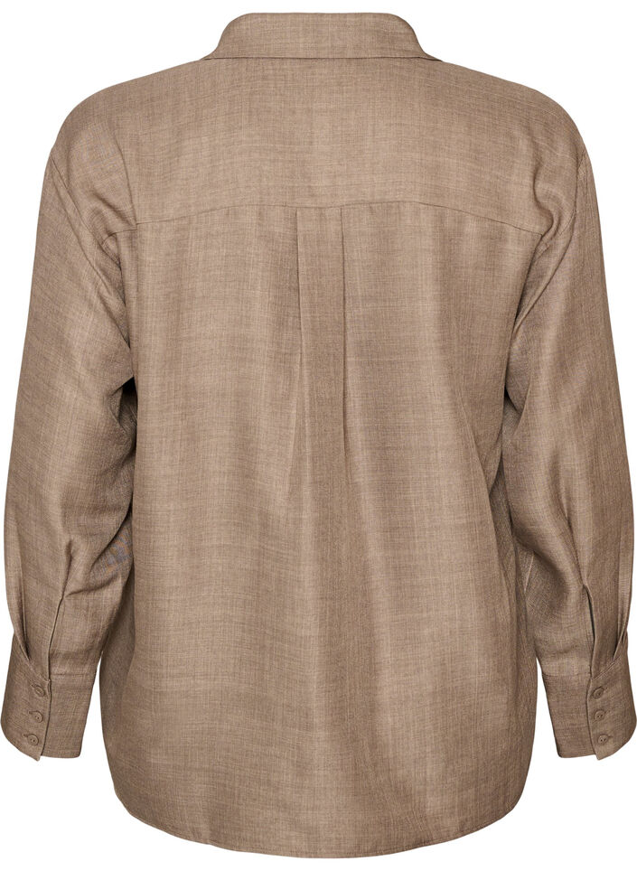 Chemise ample avec col en V, Marron, Packshot image number 1