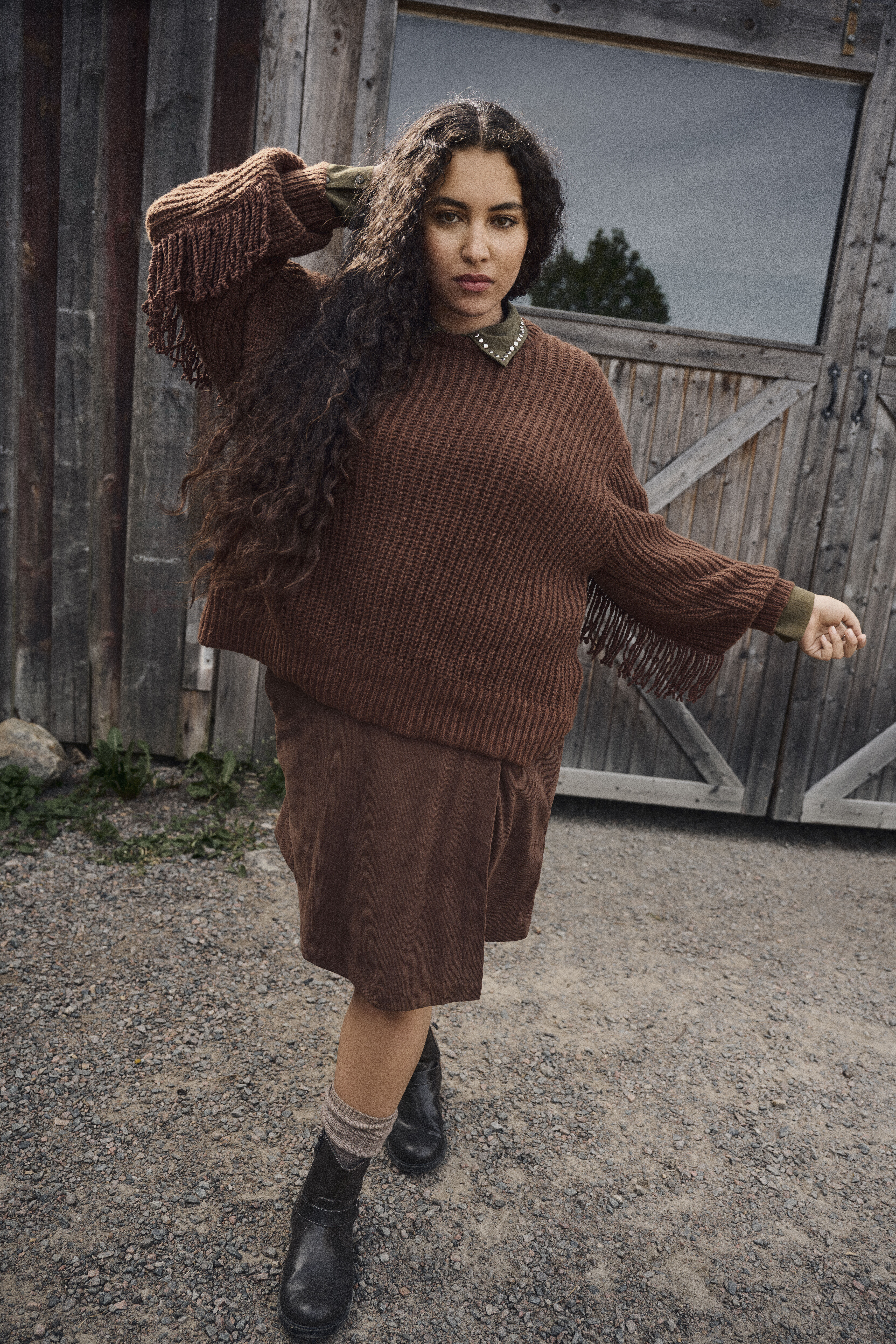 Zizzi Tricot avec franges, , Model