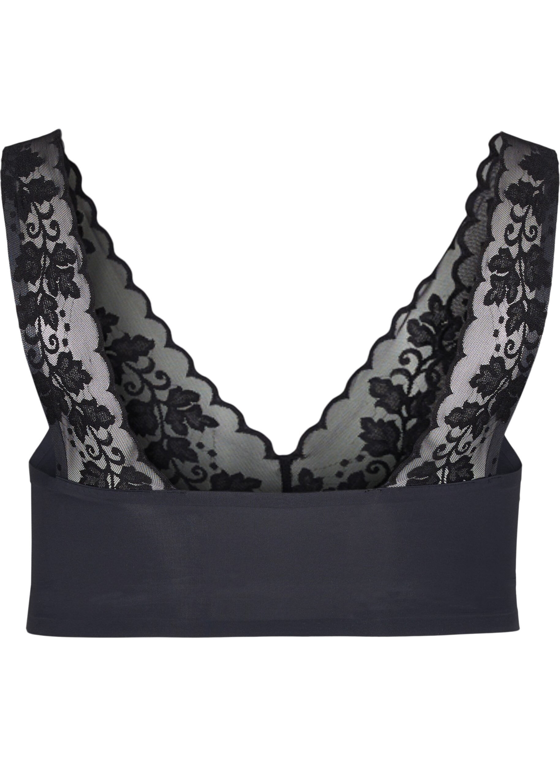 Zizzi Soutien-gorge souple avec bretelles en dentelle, Black, Packshot image number 1