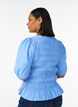 Blouse smock&eacute;e avec ourlet &agrave; volants et col bateau, Bleu, Model image number 2