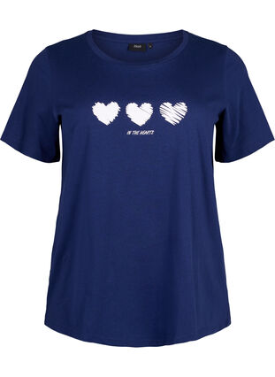 T-shirt en coton à col ras du cou avec impression, Medieval B.W. Hearts, Packshot image number 0