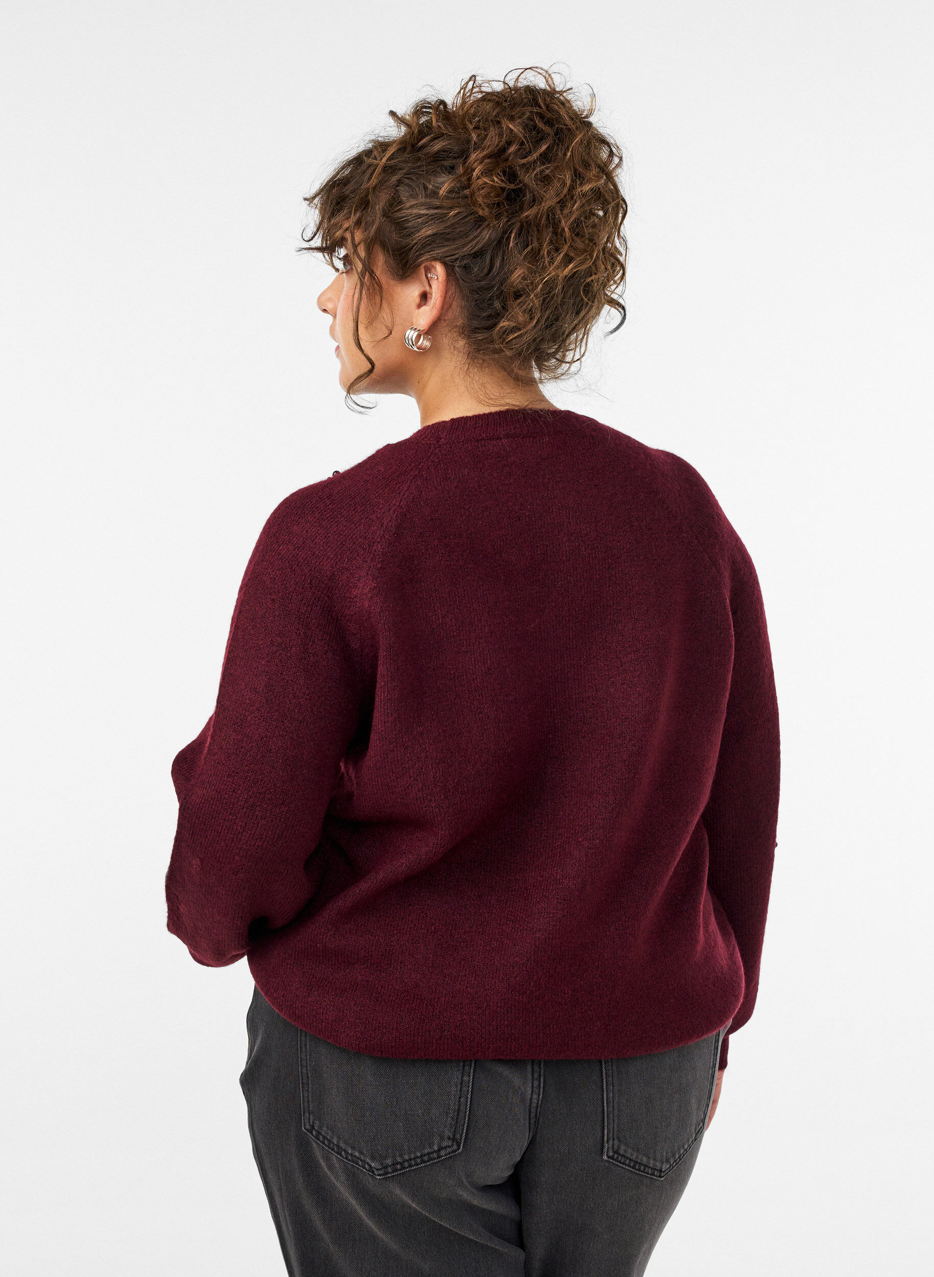 ZizziPull avec broderie de perles, Bordeaux, Model image number 2