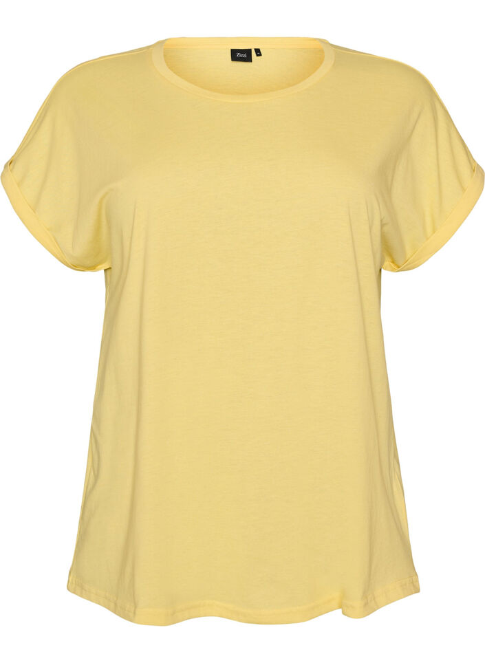 T-shirt &agrave; manches courtes en coton m&eacute;lang&eacute;, Jaune clair, Packshot image number 0