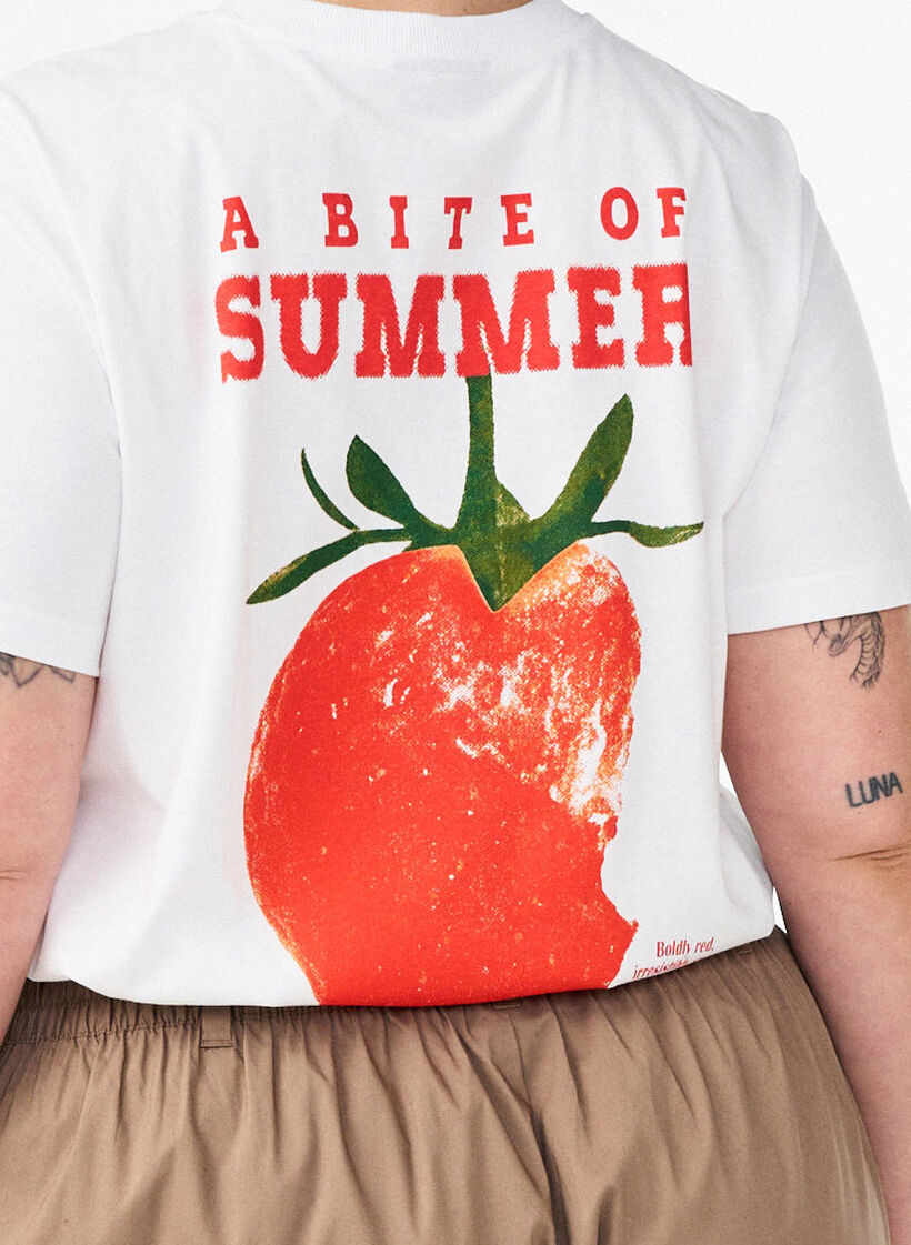 T-shirt en coton avec imprim&eacute;, Blanc, Model image number 3