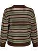 Blouse en maille &agrave; rayures et col polo, Marron, Packshot image number 1