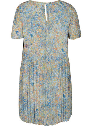 Belle robe plissée fleurs , Light Blue Multi AOP, Packshot image number 1