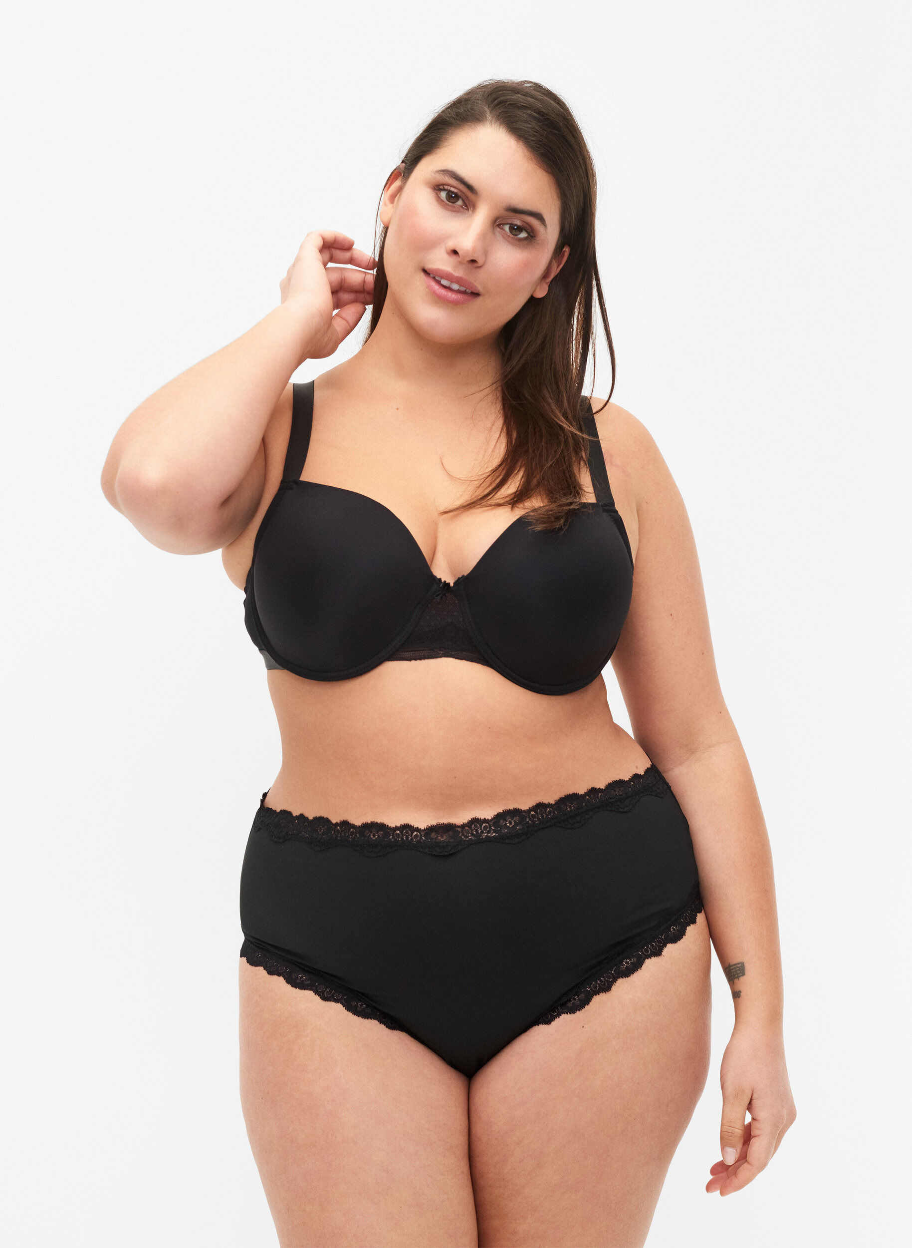 Zizzi Slip 2-pack avec taille r&eacute;guli&egrave;re, Black, Model image number 0