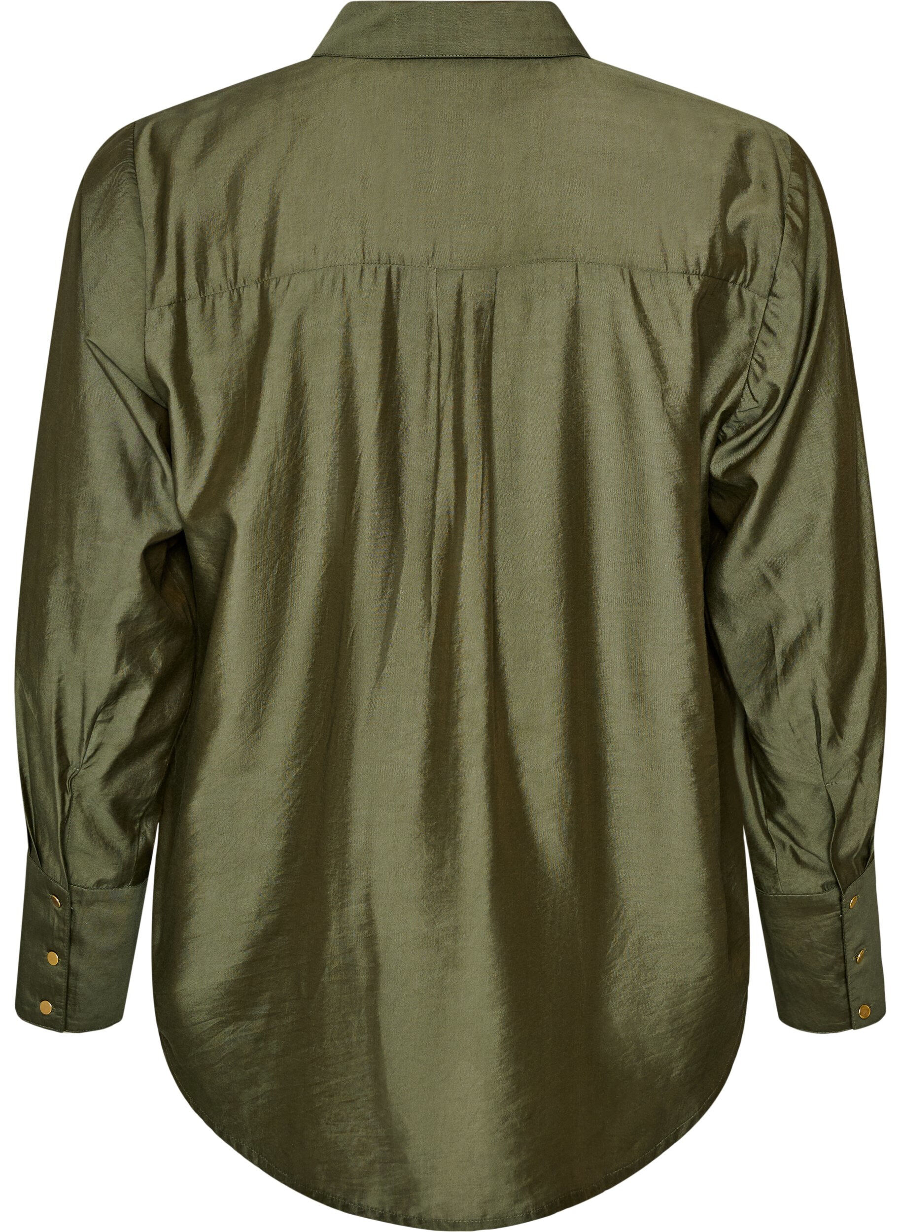 ZizziChemise en viscose avec des boutons dor&eacute;s, Vert, Packshot image number 1