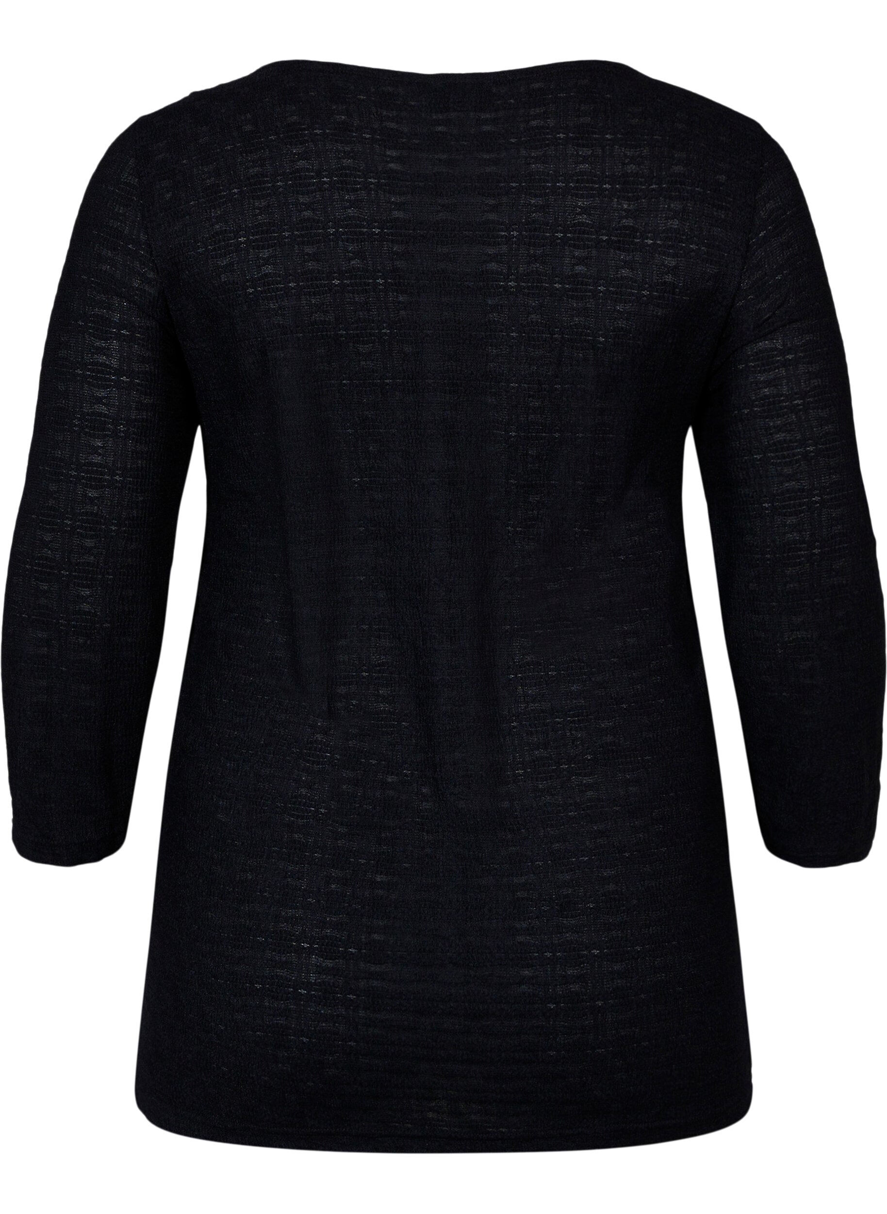 Zizzi Blouse ajust&eacute;e avec d&eacute;tail fronc&eacute;, Black, Packshot image number 1