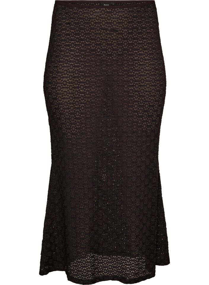 Jupe maxi avec motif &agrave; &oelig;illets, Noir, Packshot image number 0
