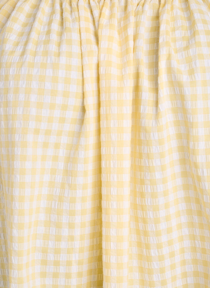 Blouse &agrave; petits carreaux avec une encolure &eacute;lastiqu&eacute;e et des manches coude, Jaune clair, Packshot image number 2