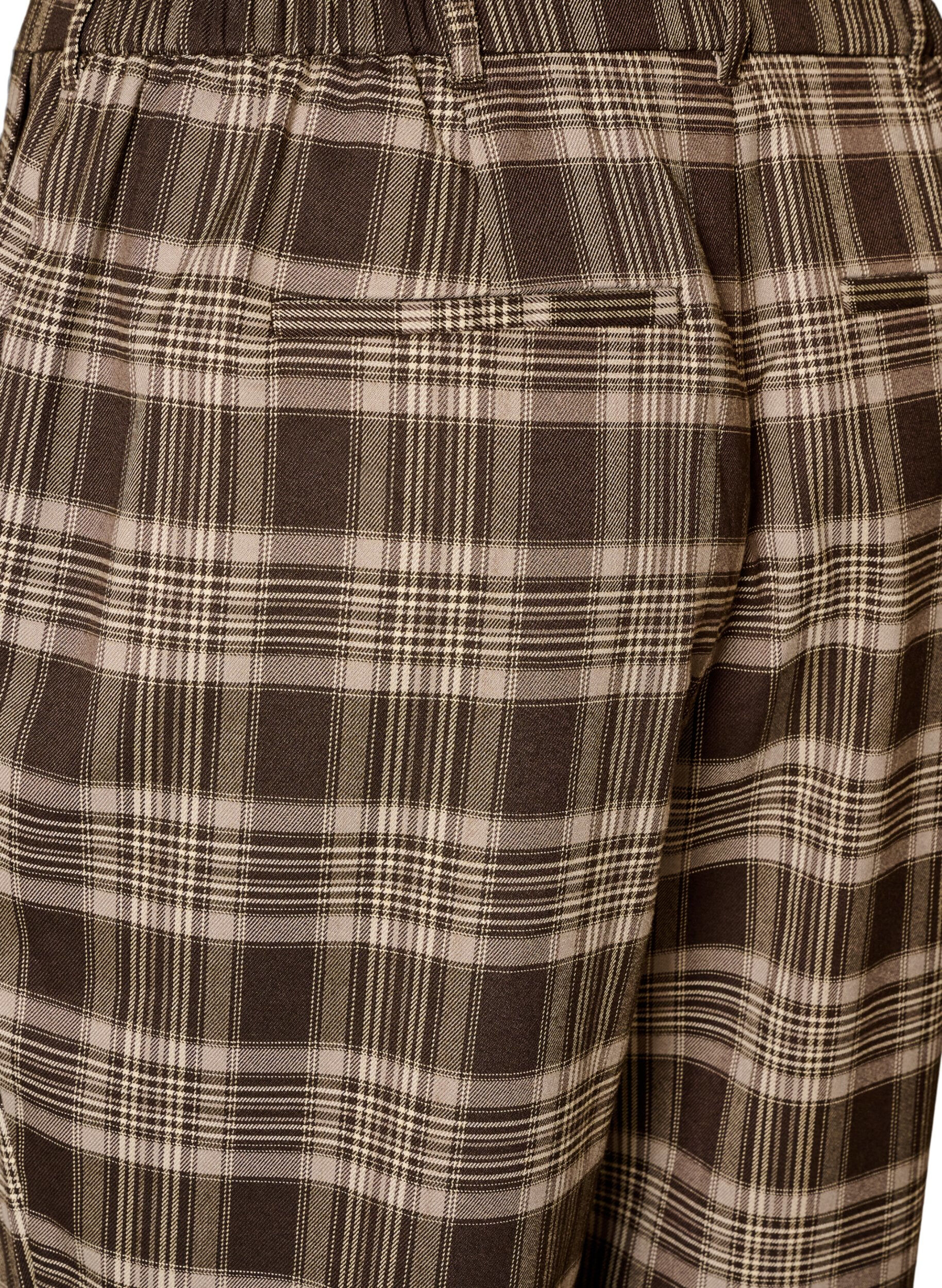 ZizziPantalon &agrave; carreaux &agrave; jambes amples, Marron, Packshot image number 3
