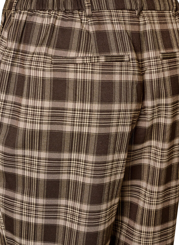Pantalon &agrave; carreaux &agrave; jambes amples, Marron, Packshot image number 3