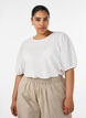 Blouse textur&eacute;e &agrave; manches courtes, Blanc, Model image number 0
