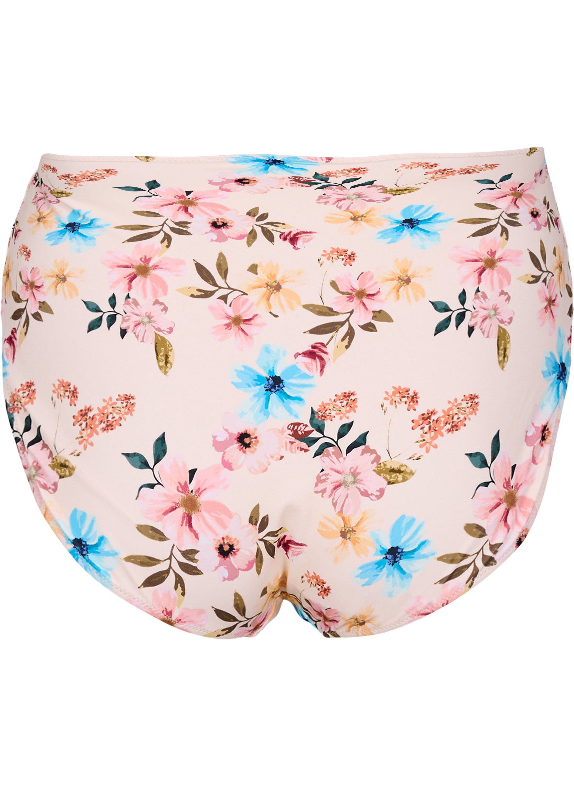 Zizzi Culotte de bikini taille tr&egrave;s haute &agrave; imprim&eacute; floral, Beige, Packshot image number 1