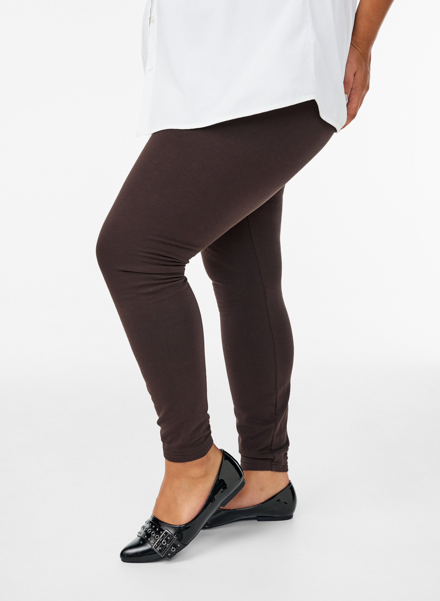 Leggings en coton avec doublure, Marron, Model
