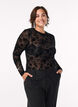 Blouse en maille &agrave; motif floral, Noir, Model image number 0