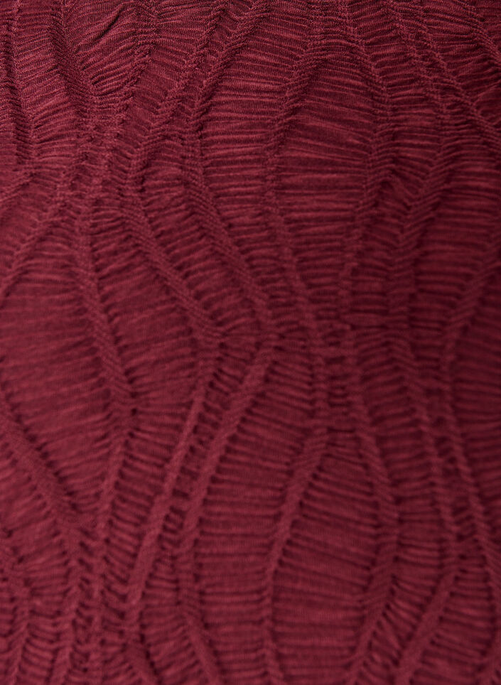 Robe midi &agrave; texture ondul&eacute;e et manches longues, Bordeaux, Packshot image number 2