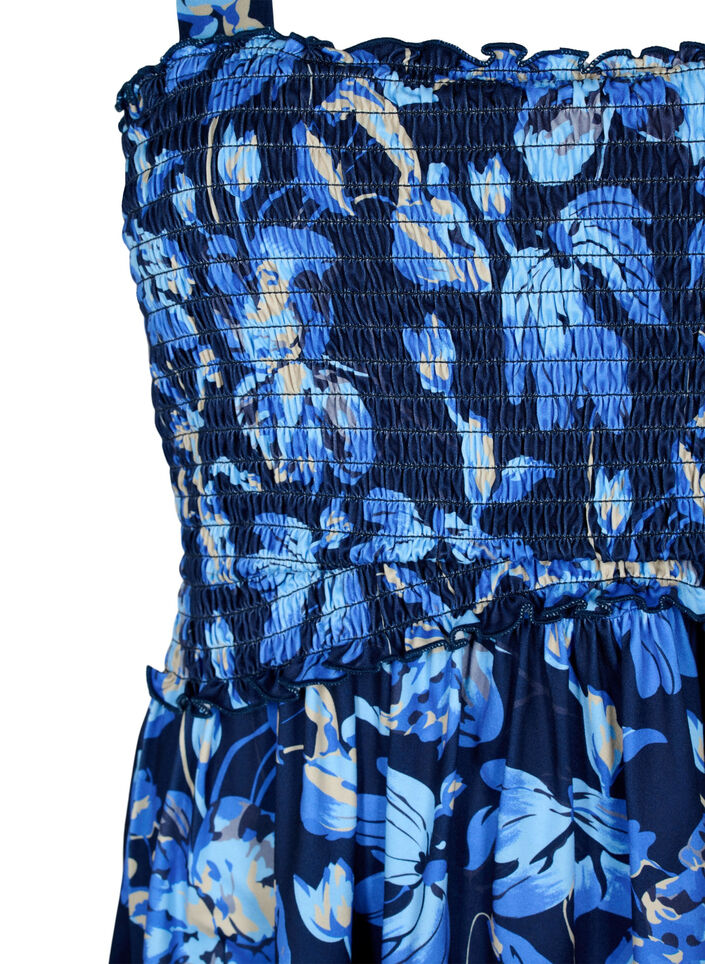 Top de maternité sans manches avec smock, Blue Flower Print, Packshot image number 2