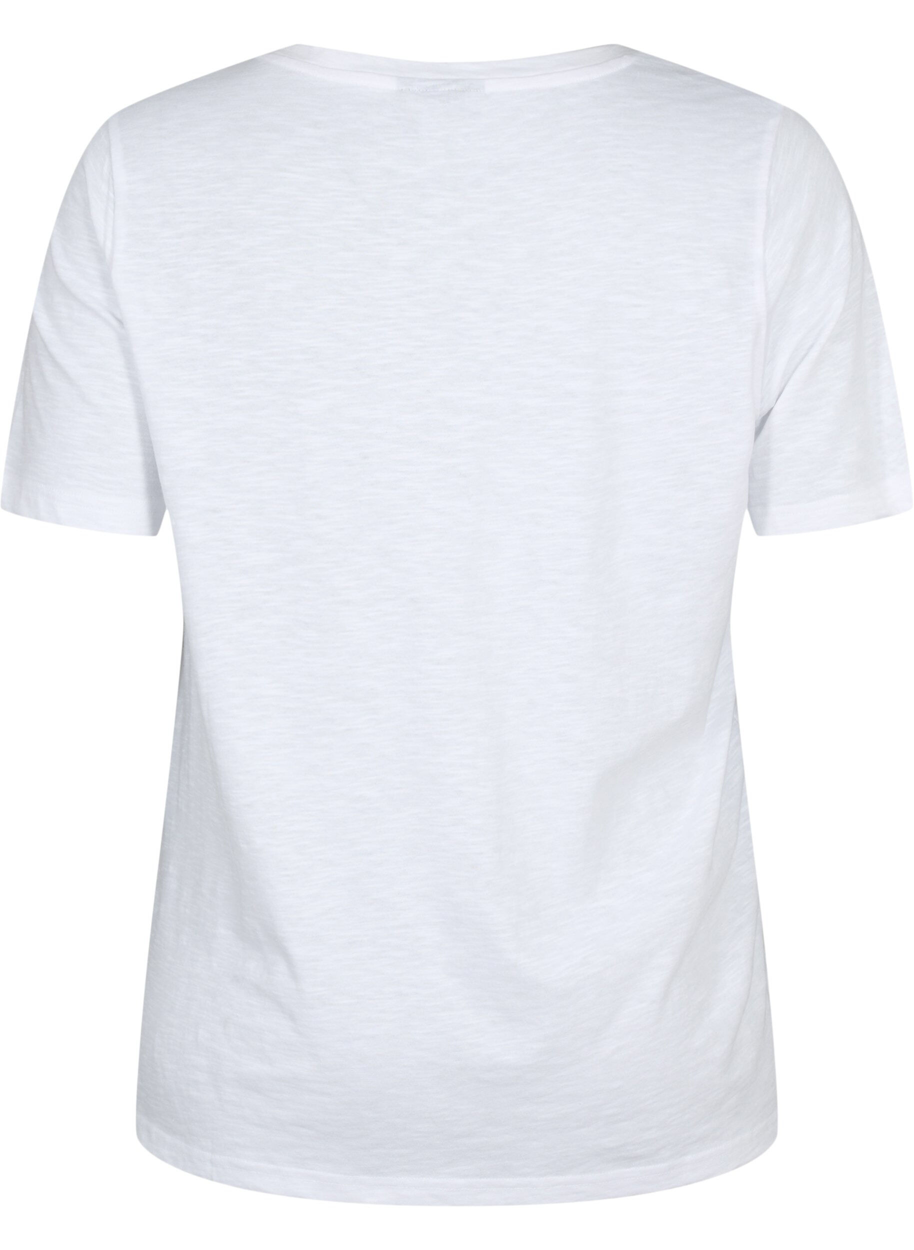 ZizziT-shirt basique &agrave; manches courtes et col en V, Blanc, Packshot image number 1