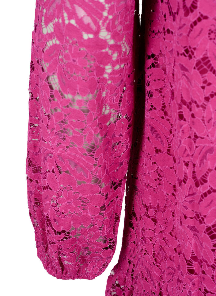 Robe en dentelle avec boutons et forme en A, Festival Fuchsia, Packshot image number 3