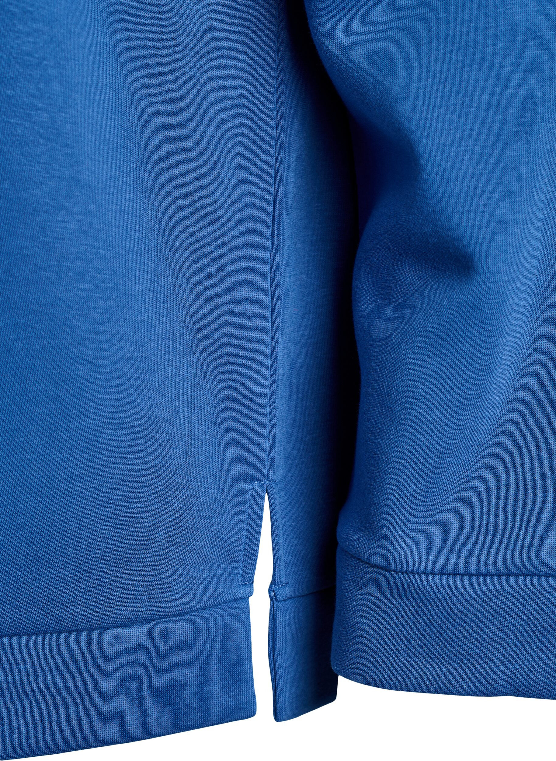 Zizzi Sweatshirt &agrave; col montant et fermeture zipp&eacute;e, Bleu, Packshot image number 3