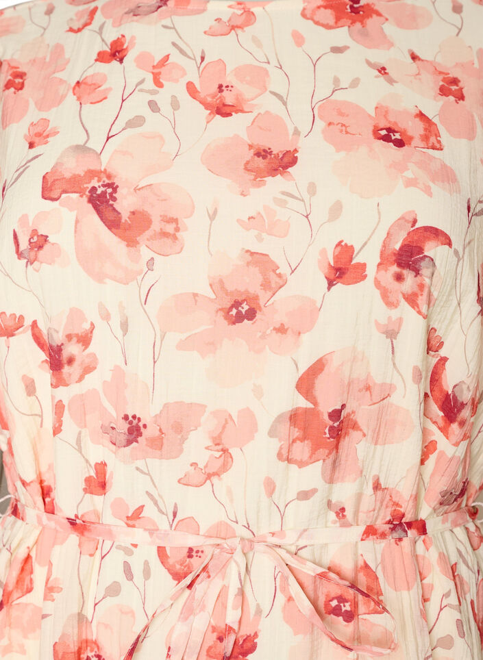 Robe longue avec manches papillon et taille &agrave; nouer, Rose, Packshot image number 2