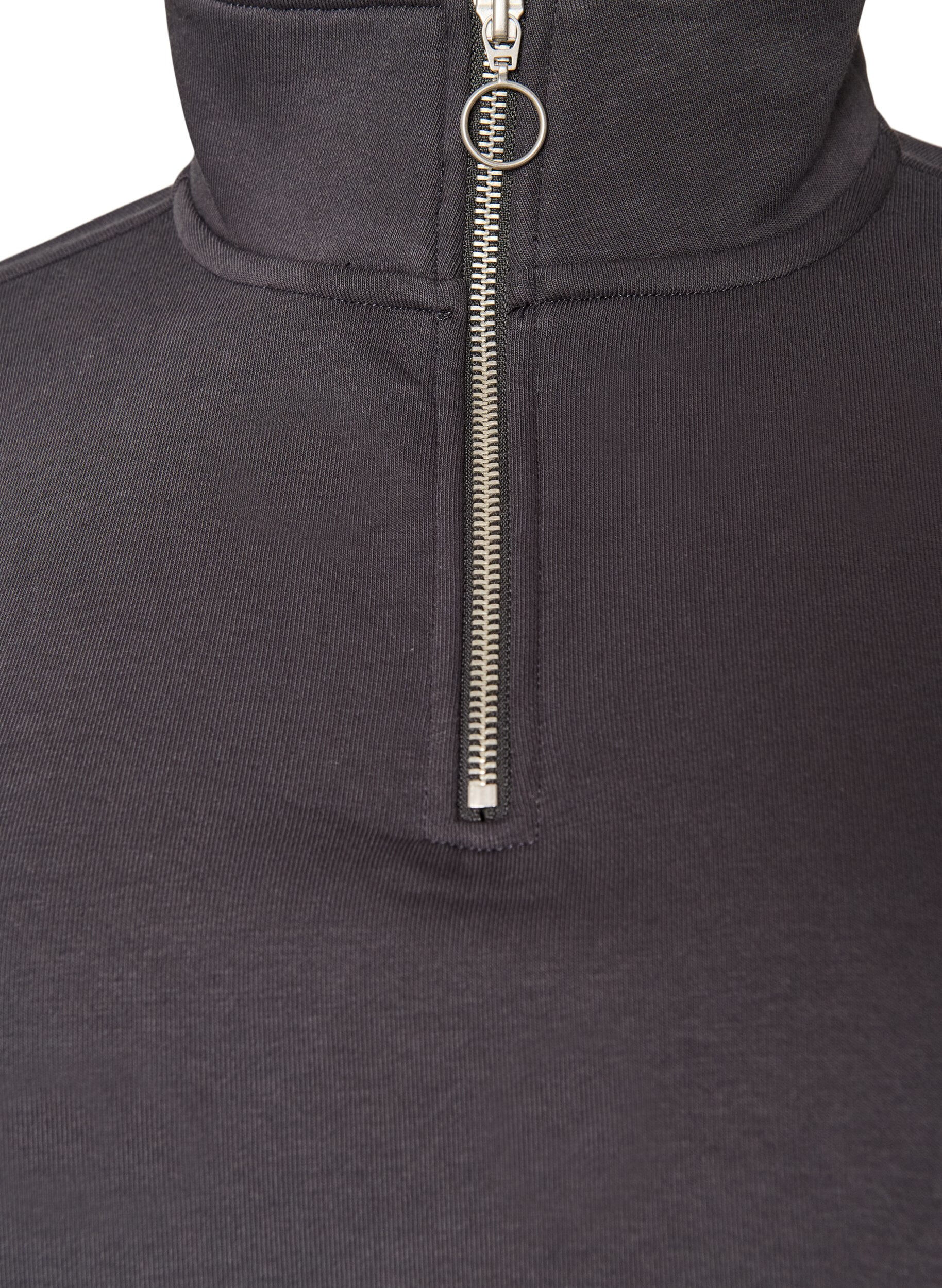 ZizziSweatshirt avec manches en mati&egrave;re teddy et col montant, Gris anthracite, Packshot image number 2