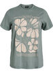 T-shirt en coton bio, à texte et à imprimé floral, Vert, Packshot image number 0