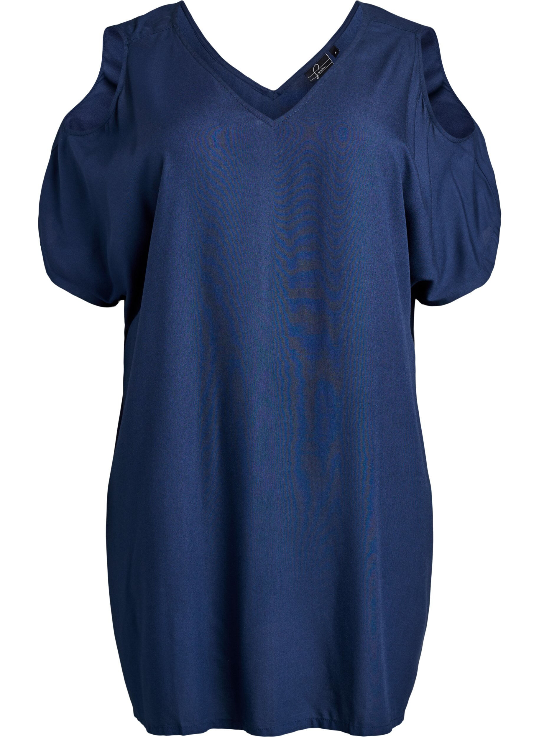 Zizzi Robe de plage en viscose avec d&eacute;tail aux &eacute;paules, Bleu, Packshot image number 0